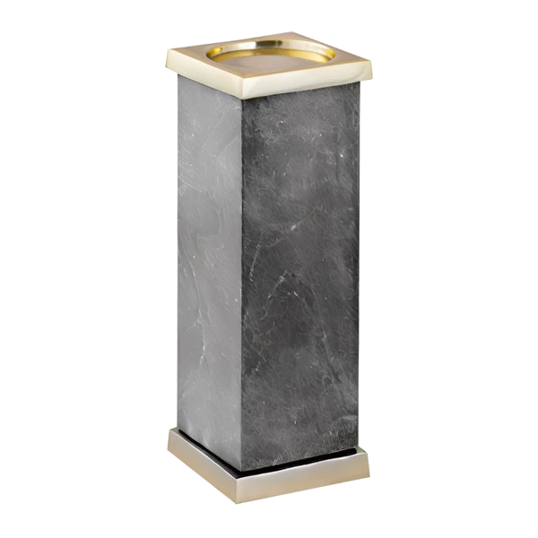 PTMD kaarsenhouder Alanna marmer zwart/goudkleurig 28,5 cm