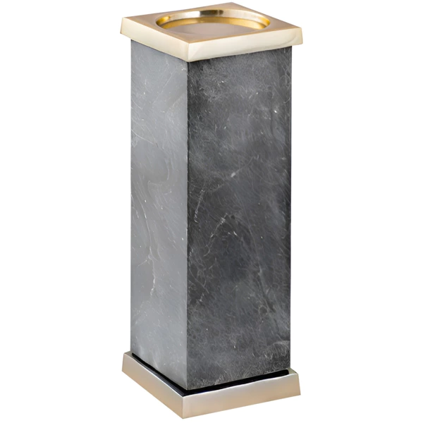 PTMD kaarsenhouder Alanna marmer zwart/goudkleurig 33,5 cm